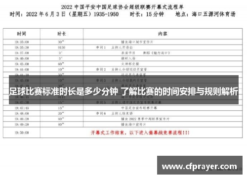 足球比赛标准时长是多少分钟 了解比赛的时间安排与规则解析